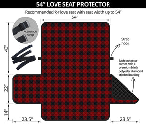 Red and Black Buffalo Plaid 54" Loveseat Protector Couch Cover Farmhouse Country Home Decor