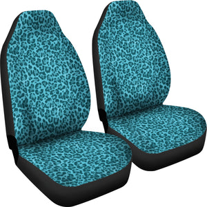 Teal Blue Leopard Skin Print Car Seat Covers