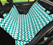 Load image into Gallery viewer, Teal and White Chevron Pet Seat Cover Back Bench Protector

