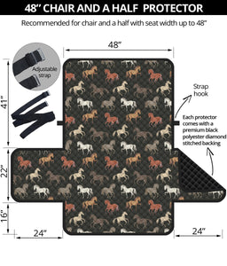 Horse Pattern on Dark Background 48" Loveseat Furniture Slipcover
