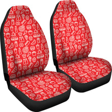 Load image into Gallery viewer, Delivery Driver Car Seat Covers Set in Red and White Food Pattern
