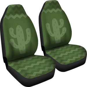 Green Chevron With Cactus Car Seat Covers Set of 2