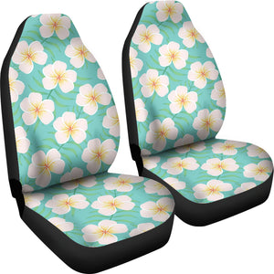 Light Teal Plumeria Frangipani Hawaiian Island Flowers Floral Pattern Car Seat Covers Tropical
