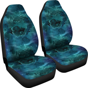 Teal Blue Sky Galaxy Nebula Pattern Car Seat Covers