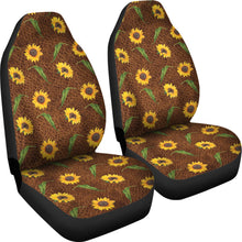 Load image into Gallery viewer, Rustic Sunflower Pattern on Faux Leather Printed Background Car Seat Covers Seat Protectors
