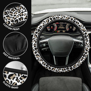 Small Print Snow Leopard Steering Wheel Cover