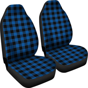 Royal Blue and Black Buffalo Plaid Car Seat Covers Set