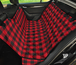 Red Black Buffalo Plaid Pet Back Seat Cover For Dogs