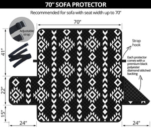 Black and White Ethnic Tribal Pattern 70" Sofa Protector Couch Slipcover