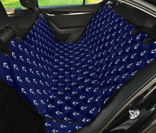 Load image into Gallery viewer, Navy Blue With White Anchor Pattern Pet Hammock Back Seat Cover For Dogs
