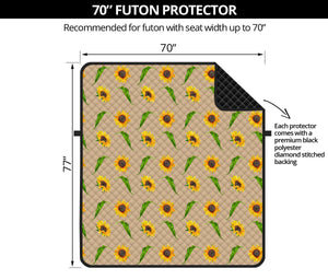 Tan With Rustic Sunflower Pattern 70" Futon Sofa Protector Farmhouse Home Decor