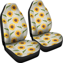 Load image into Gallery viewer, Sunflowers On Natural Burlap Style Background Car Seat Covers

