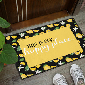 This Is Our Happy Place Lemon Pattern Welcome Mats