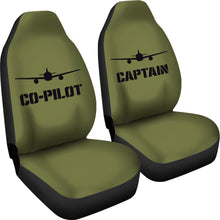 Load image into Gallery viewer, Captain and Co-Pilot Car Seat Covers Set Army Green Military
