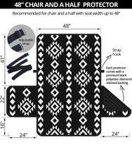 Load image into Gallery viewer, Black and White Ethnic Tribal Pattern on 48&quot; Chair and a Half Sized Sofa Protector Couch Slipcover
