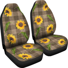Load image into Gallery viewer, Dark Brown Burlap Style Buffalo Plaid Car Seat Covers
