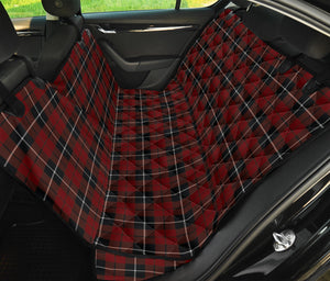 Burgundy, Wine Red, Black and White Plaid Dog Hammock Back Seat Cover For Pets