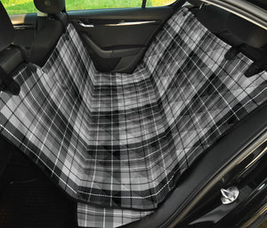 Gray, Black and White Tartan Plaid Back Seat Cover For Pets