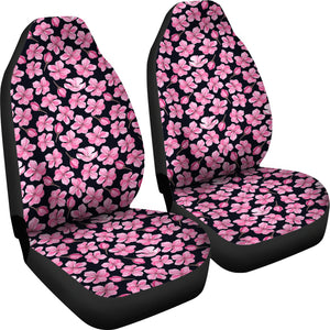 Black and Pink Cherry Blossom Flower Pattern Car Seat Covers To Match Floor Mats