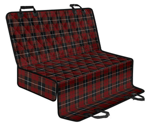 Burgundy, Wine Red, Black and White Plaid Dog Hammock Back Seat Cover For Pets