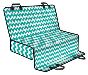 Teal and White Chevron Pet Seat Cover Back Bench Protector