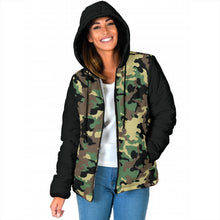 Load image into Gallery viewer, Camouflage Puffer Jacket Women&#39;s Coat Quilted Hooded
