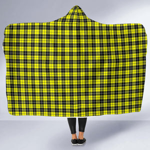 Yellow Black and White Plaid Pattern Hooded Blanket