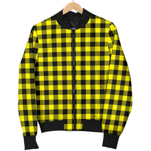 Load image into Gallery viewer, Yellow and Black Buffalo Plaid Women&#39;s Bomber Jacket

