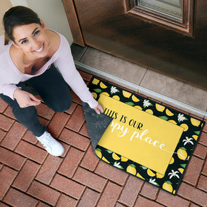 This Is Our Happy Place Lemon Pattern Welcome Mats