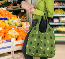 Load image into Gallery viewer, Avocado Pattern Reusable Grocery Shopping Bags Pack of 3

