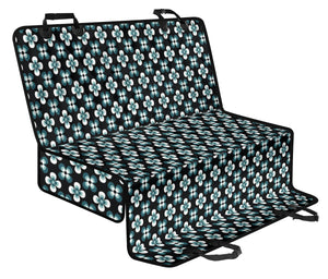 Black With Teal and White Retro Hippie Flowers Pet Hammock Back Seat Cover For Dogs