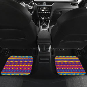 Set of 4 Floor Mats Colorful Mexican Southwestern Style Rainbow Pattern Cactus Lizards