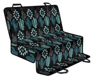 Teal Boho Cactus Pattern Back Bench Seat Cover For Pets