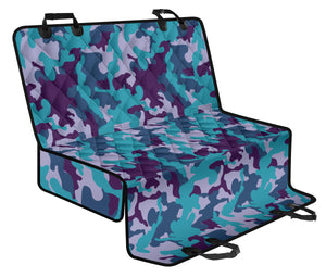 Purple and Teal Camouflage Pattern Back Seat Cover Camo Bench Seat Protector For Pets
