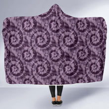 Load image into Gallery viewer, Purple Tie Dye Hooded Blanket With White Fleece Lining
