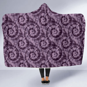 Purple Tie Dye Hooded Blanket With White Fleece Lining
