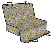 Load image into Gallery viewer, Gray Burlap With Sunflower Pattern Back Seat Cover Protector
