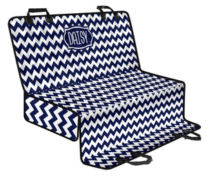 Daisy Back Seat Cover For Pets Navy and White Chevron Bench Protector