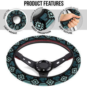 Turquoise Tribal Cactus Steering Wheel Cover