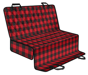 Red Black Buffalo Plaid Pet Back Seat Cover For Dogs