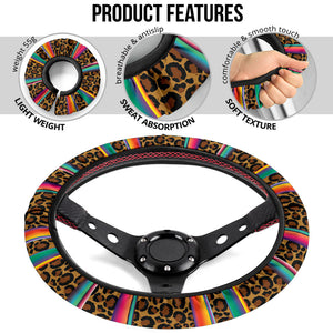 Leopard Print With Serape Pattern Steering Wheel Cover