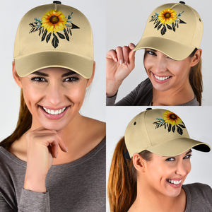 Tan With Boho Sunflower Dreamcatcher On Classic Style Hat Baseball Cap