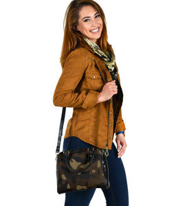 Camo Purse Handbag In Brown, Tan and Black Camouflage Pattern