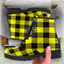 Load image into Gallery viewer, Yellow and Black Buffalo Plaid Boots
