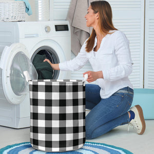 Black and White Buffalo Plaid Laundry Basket Hamper or Toy Storage Bin
