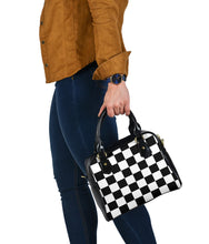 Load image into Gallery viewer, Black and White Checkered Purse Checkerboard Pattern
