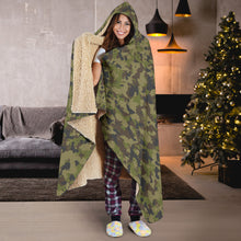 Load image into Gallery viewer, Camouflage Hooded Sherpa Lined Blanket Brown, Black, Green, Pattern
