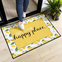 Load image into Gallery viewer, This Is Our Happy Place Lemon Pattern Welcome Mats
