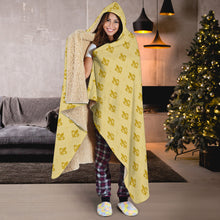 Load image into Gallery viewer, Golden Fleur De Lis Pattern Hooded Sherpa Lined Blanket
