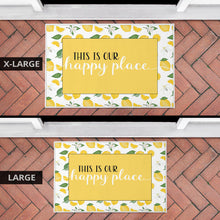 Load image into Gallery viewer, This Is Our Happy Place Lemon Pattern Welcome Mats
